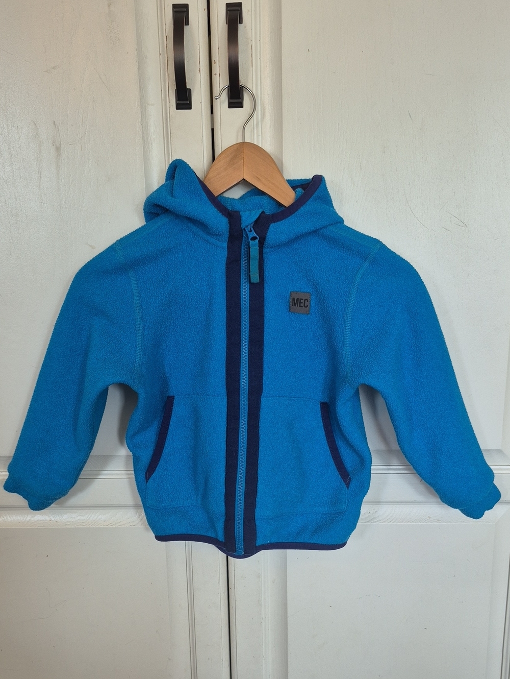 MEC Kids Bright Blue Fleece Hoodie with Navy Trim